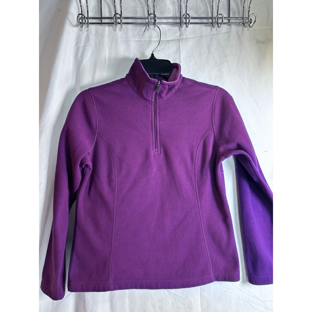 Lands End Fleece Pullover XS 2-4 Purple 1/4 Zip ThermaCheck Womens